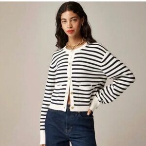 J. Crew Navy and White Striped Sweater. NWT. Size S